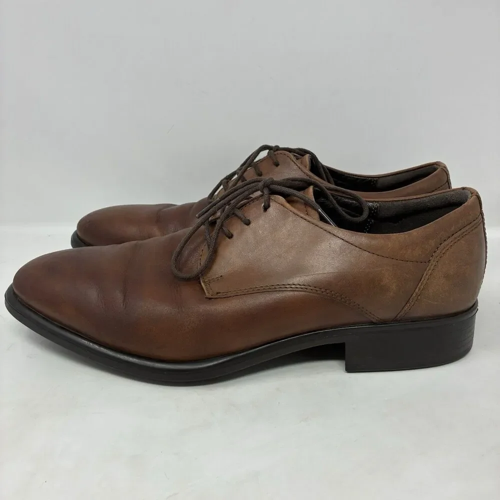 ECCO Mens Tray Tech Oxford Dress Shoes EU 42 Chestnut US 8.5M Lace Up Clean